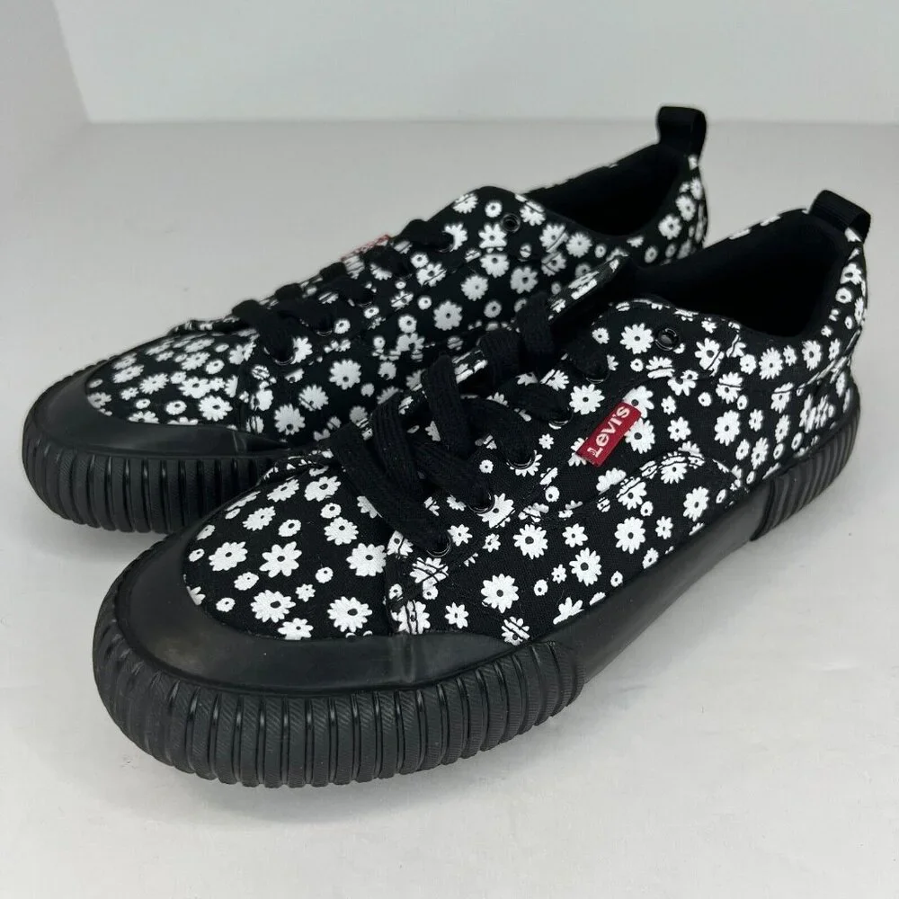Levis Womens 520411A481 Black Emma Floral Canvas Low Top Size 7.5 Casual Shoes